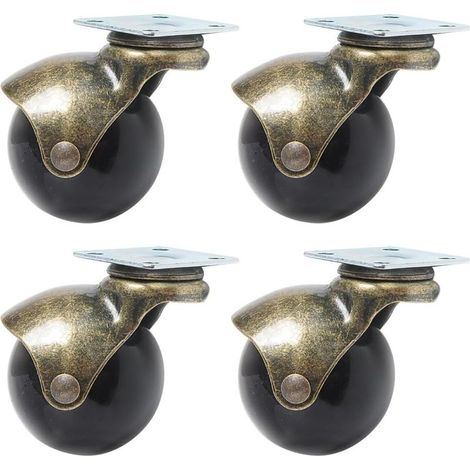 Set di 4 ruote con cuscinetti a sfera (2,0 pollici), girevoli a 360 gradi, con coprimozzo, bronzo vintage. (1/4)