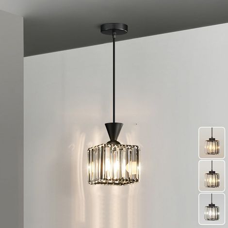 Lustre LED moderne, plafonnier LED en cristal, suspension à hauteur réglable, lampe de chevet LED, 3 températures de couleur (φ13cm, carré) (1/5)