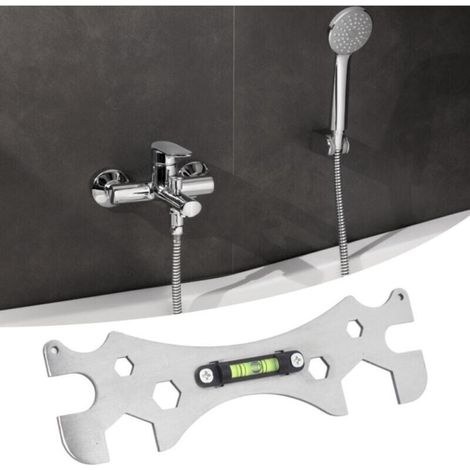 Outil multifonction, clé de niveau, extracteur de clé hexagonale, pour la réparation des conduites d'eau des robinets de salle de bain (clé de niveau de salle de bain 8-29 mm (niveau inclus)) (1/5)