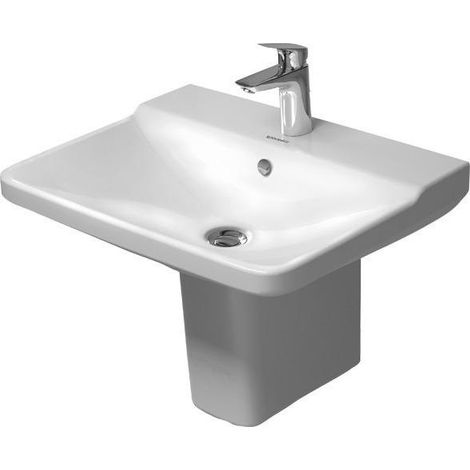 Lavabo Duravit P3 Comfortsavec trop plein plage de robinettrie 600x470mm 3 trous de robinetterie blanc