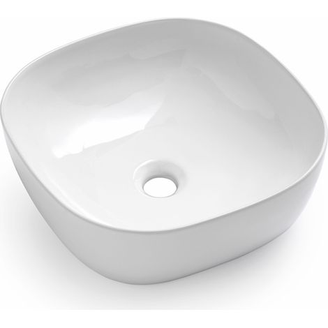 Lavabo da appoggio quadrato 40x40 cm in ceramica bianco (1/2)