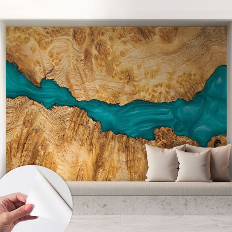 Papier peint autocollant adhésif avec imprimé motifs uniques apparence moderne Bois et résine 208x146 cm (1/5)