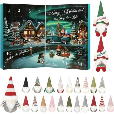 Advent Calendar with Elf Design, Collector's Edition 24 Days Christmas Calendar with Elf Design, for Tree, Living Room, Bedroom, Family, Teens, Adults (1/5)