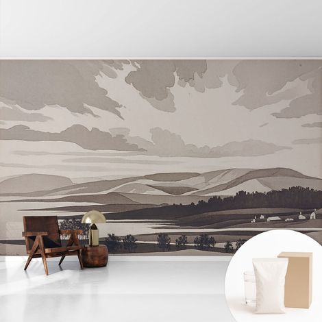 Papier peint avec colle pour décoration moderne de salon chambre à coucher cuisine et bureau Facile Paysage paisible 416x254 cm (1/5)