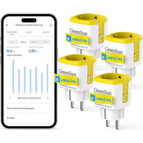 Prise Connectée WiFi 16A 3680W Prise Intelligente avec Compteur d'Énergie et Calculateur de Coûts Compatible avec / / Contrôle à Distance et Commande Vocale 2.4GHz (1/5)