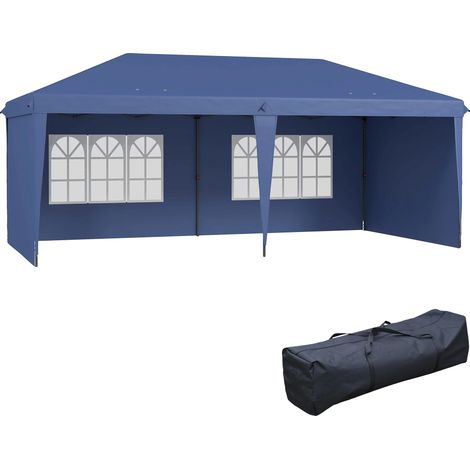 Tente pliante, tissu imperméable, design pop-up, Bleu (1/2)