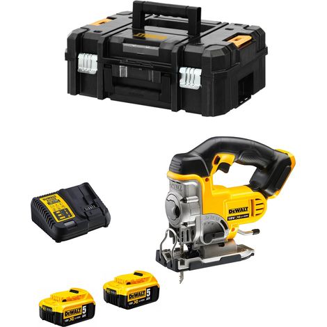 DeWalt DCS331P2 18v XR Cordless Jigsaw + 2 x 5.0ah Battery Charger + Tstak (1/5)