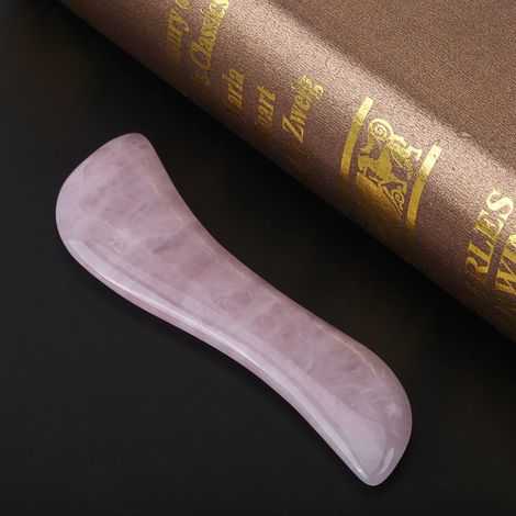 Bâton de massage facial en quartz rose naturel, outil de soin en pierre lisse de 115mm pour la beauté (1/5)