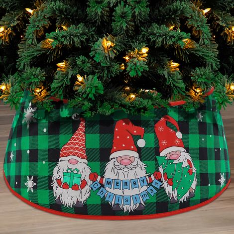 Collier de sapin de Noël de 60cm/Housse de sapin de Noël en treillis avec camion en pain d'épices du Père Noël/Housse de base de sapin amovible (D) (1/4)