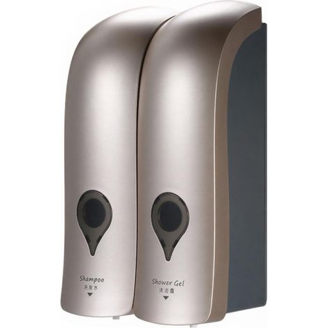 Dispensador de jabón doble de pared, 300 ml x 2, soporte para gel de ducha y champú – Oro champán