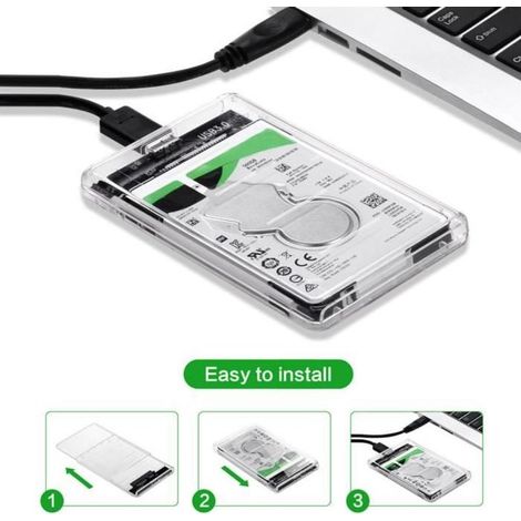 Boîtier Externe Orico pour Disque Dur SATA III II I HDD SSD 2.5 Pouces - Transparent - USB 3.0 - 2To Max - 5Gbps (1/4)