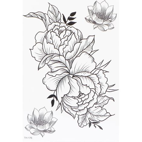 TH-176 Tatouages temporaires pour femme fleurs imperméables longue tenue autocollants corps (1/5)