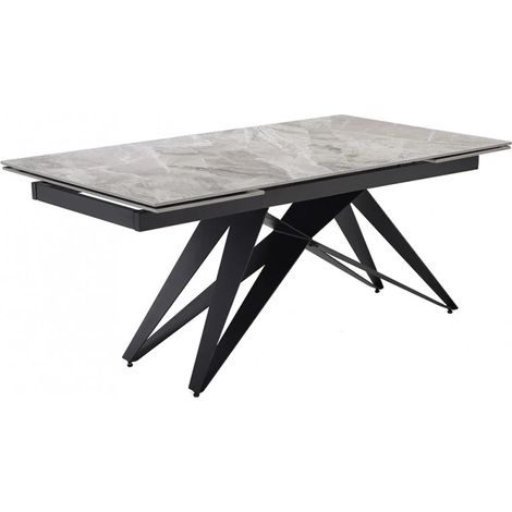 Table extensible 160/240 cm céramique gris marbré pied géométrique - DAKOTA 03 (1/5)