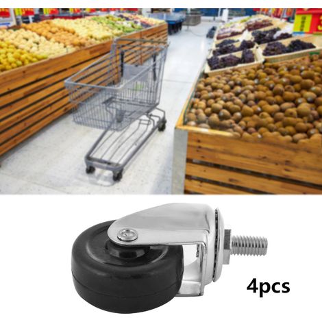 Lot de 4 roulettes pivotantes de 5 cm (2 pouces) avec tige filetée en caoutchouc pour chariots et meubles (1/5)
