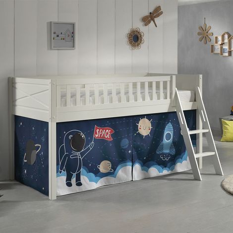Cama de media altura 90x200 con somier y funda Space Vipack Scott Blanco (1/5)