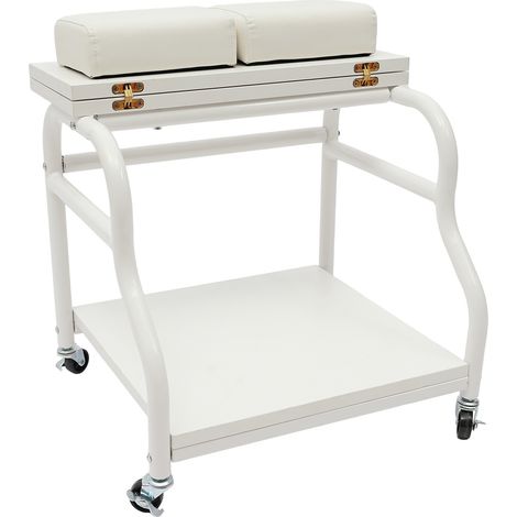 Chariot de coiffeuse portable pour salon de beauté, manucure ou pédicure, adapté à la pédicure, à la manucure, aux tables de massage et aux fournitures de salon, double usage (blanc) (1/5)