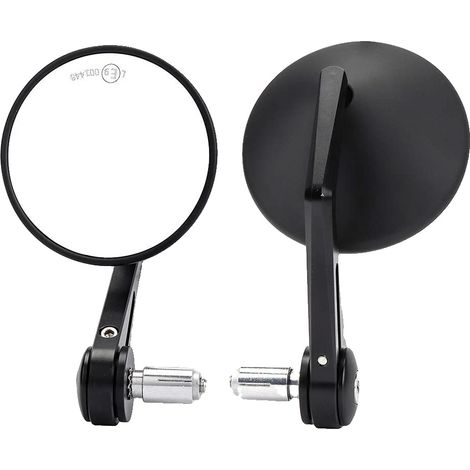 Specchietto retrovisore per manubrio moto, regolazione dell'angolazione a 360°, struttura in alluminio resistente. (1/2)