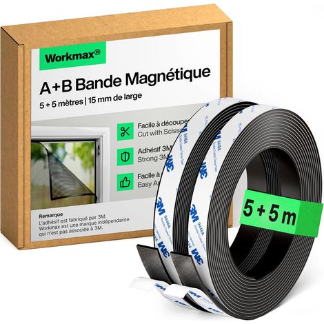 Bande magnétique A+B autocollante pour moustiquaires (5+5 m) (1/5)