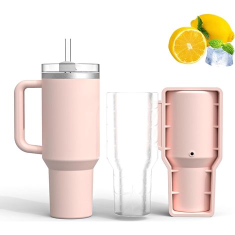 Bac a Glacon, Glacons Moule, Bac a Glacons Avec Couvercle, Moule Glacon Silicone, Glaçon, Adapté aux Tasses Stanley de 20 a 40 Oz, Bière, Whisky, Café, Tout en un