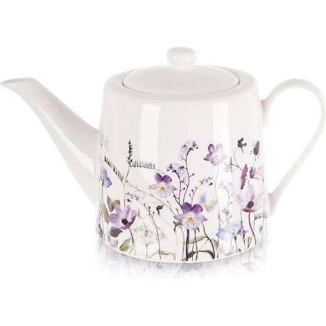 Pichet à café et à thé Louka - 1 L - 23,5 x 13 x 13,5 cm - Porcelaine blanche (1/5)