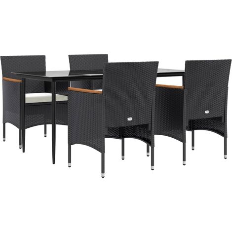 Set da pranzo da giardino mobili da esterno con cuscini 5 pezzi nero 020014165