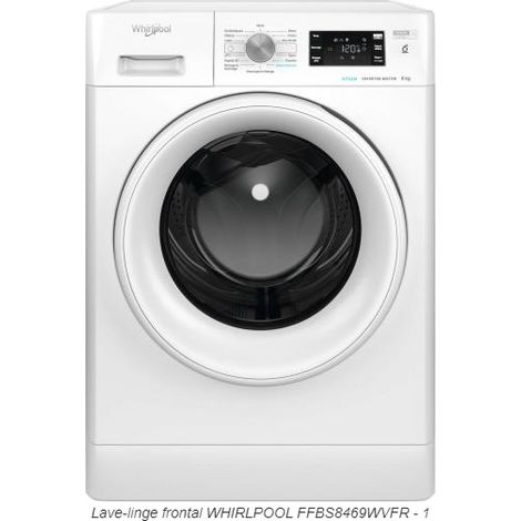 Whirlpool – Lave-linge frontal 8 kg – Classe énergétique A – Vitesse d'essorage 1400 tours/min – 14 programmes – Écran digital – Départ différé jusqu'à 24h