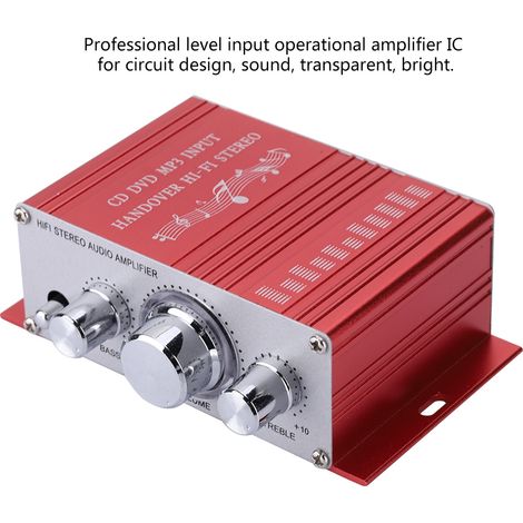 Amplificateur Audio Voiture Compact, Lecteur MP3 FM Stéréo Hifi pour CD DVD (Rouge) (1/5)