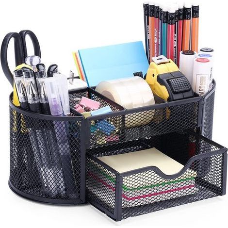 Ynkkvre – Schreibtisch-Organizer aus Metall – Schreibtisch-Organizer mit 8 Fächern und Schublade – Für Büro und Zuhause (1/5)