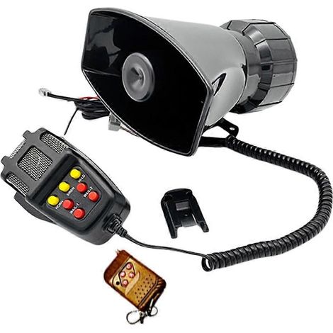 Klaxon d'alarme 12 V pour voiture avec 7 tonalités, télécommande sans fil, pour moto et véhicules modifiés. Puissant. (1/5)