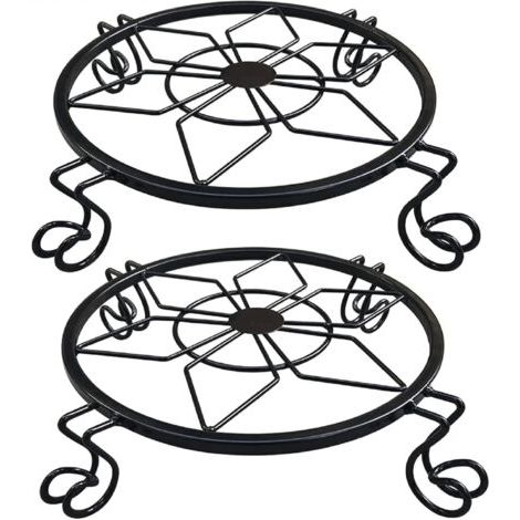 Support pour Plantes en Pot,Support pour Plante en Métal Résistant à la Rouille, Table de Jardin Design en Fer Forgé,Porte-Pots de Fleur en Fer Forgé- Noir