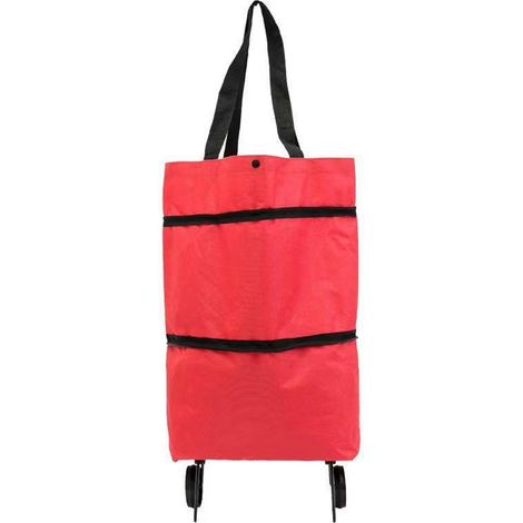 Carro De Compras Plegable - Bolsa De Compras 2 En 1 Con Ruedas - Para Supermercado Y Verdulería - Capacidad 30 L - Color Rojo (1/5)