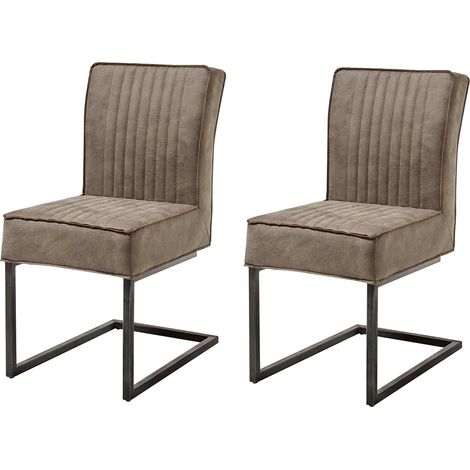 Freischwinger 2er-Set Industrial Look AMSTERDAM-119 Kunstleder taupe, Gestell schwarz matt, BxHxT: ca. 47x92x70 cm (1/5)