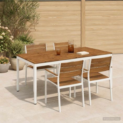 vidaXL Tavolo da cena da giardino Naturale e Bianco