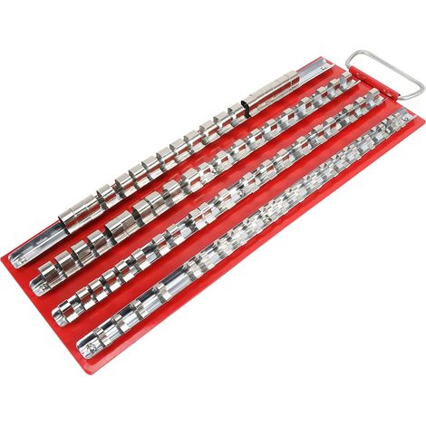 Organisateur d'étagères pour douilles - 80 pièces, robuste, porte-outils pour garage et atelier, 1/2, 1/4 et 3/8 pouces (1/2)