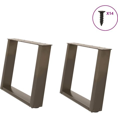 Couchtischbeine U-Form 2 Stk. Naturstahl 60x(42-43) cm Stahl