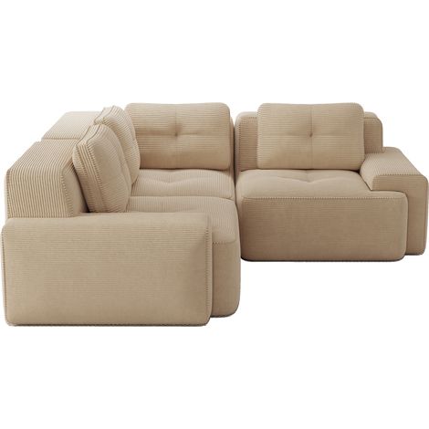 Divano angolare modulare 206x206x69 cm beige in velluto a coste, senza montaggio - CHICFURN (1/5)