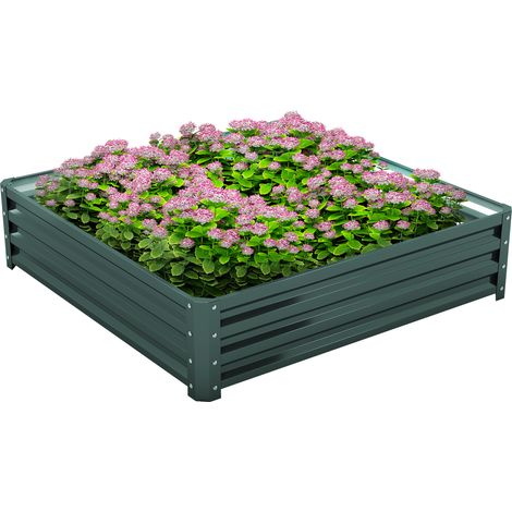 Plate-bande bac jardinières logement acier vert 120x120x30 cm (1/5)