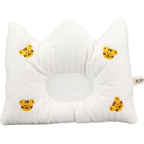 Oreiller bébé forme concave couronne tigre, soutien cervical doux, anti-déformation, coussin de sommeil pour nourrisson, peau amicale, motif cartoon. (1/5)