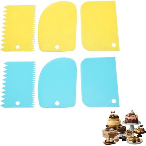 Lot de 6 Spatule Patisserie,Plastique,Bords arrondis,Lisseur Gateau Patisserie,Trou de suspension,Décoration de Gâteau