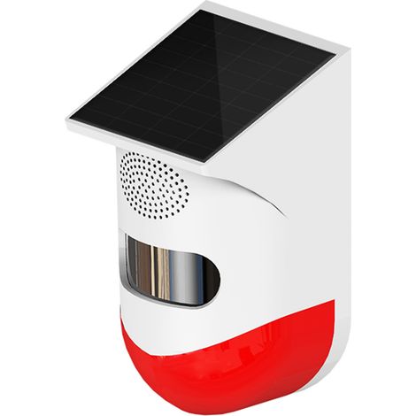Sirène solaire autonome avec stroboscope, détecteur de mouvement PIR infrarouge étanche IP67, alarme lumineuse et sonore 120dB pour extérieur (1/5)