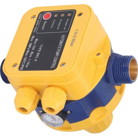 Pressostat de débit de pompe à eau 1,0 bar-2,5 bar, pompe de surpression avec protection contre les courts-circuits thermiques, contrôleur entièrement automatique réglable, 220 V-240 V. (1/5)