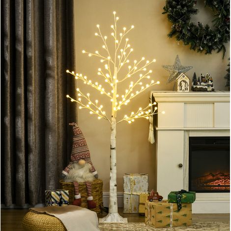 Albero luminoso LED 20x20x150 cm in plastica e acciaio bianco – MEUBLIV (1/5)