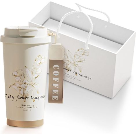 Mug isotherme en acier inoxydable 316 avec revêtement céramique, paille pliable et double bouchon anti-poussière (1/5)