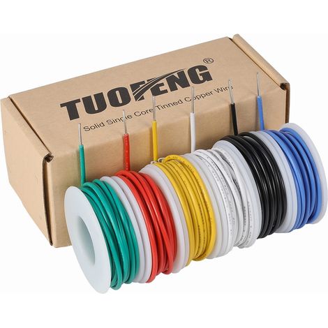 6 Câble électrique 16 AWG, Cuivre étamé, Gaine PVC, Résistant 80°C, Pour montage électronique