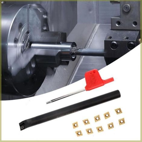 Porte-outil de Tournage de 10 Pièces CCMT060204HM YBC251 Inserts et clé, Haute Force de Préhension, Serrage Rapide (1/4)