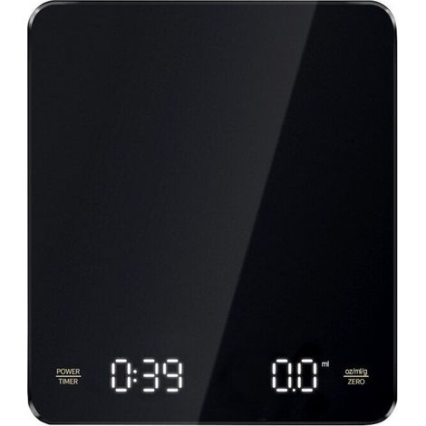 Elektronische Küchenwaage, 3 kg/0,1 g (Kilogramm), USB-aufladbar, LCD-Display, schwarz