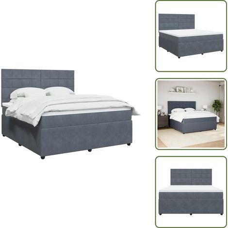 Sommier à lattes de lit et matelas Gris foncé 180x200cm Velours - Sommier À Lattes De Lit - Sommiers À Lattes De Lit - Lit - Meuble De Chambre À Coucher (1/5)