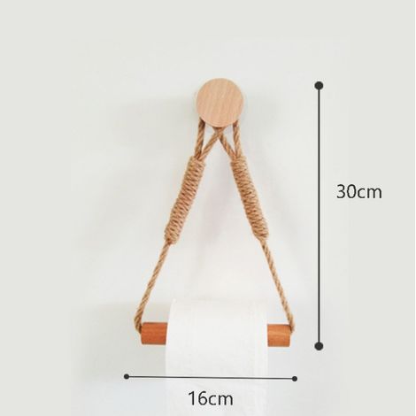 Toilettenpapierhalter ohne Bohren, Toilettenpapierhalter mit Seil, schnelle und einfache Montage, Toilettenpapierhalter, Staubsauger, Holzseil für Küche und Bad.