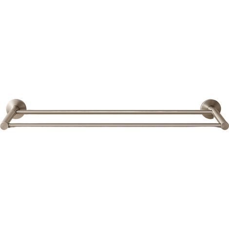 BALNEO - double barre porte-serviettes en acier inox argenté INOX - porte-serviettes 60 cm QUBE inoxydable - barre de salle de bain (1/2)