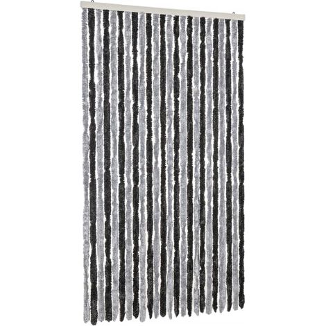 Rideau anti-mouches gris et noir 100x230 cm chenille CFW65128 (1/5)